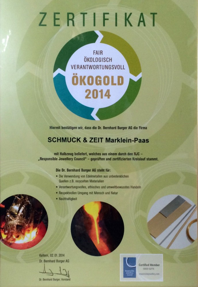 ÖkoGold Zertifikat 2014